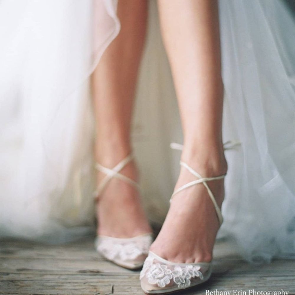 Bella Belle Bridal Shoes: Anita Ivory White Lace Heels Size 36